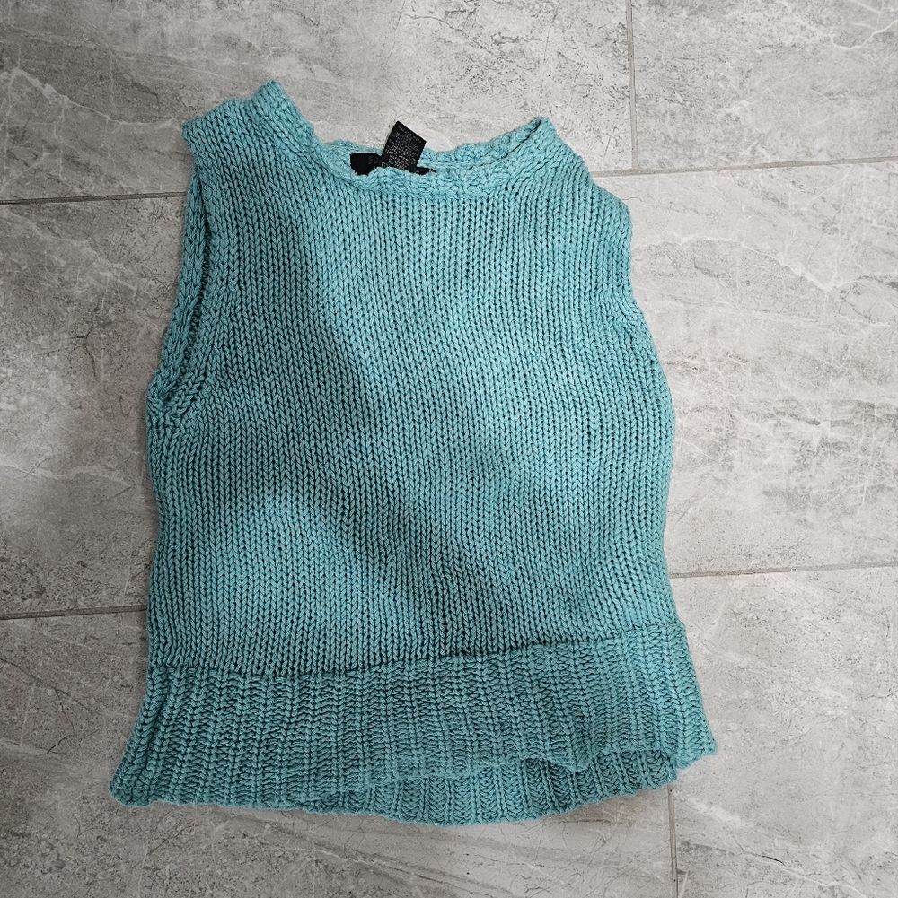 Express Sleeveless Knit Sweater Vest Top - Turquoise